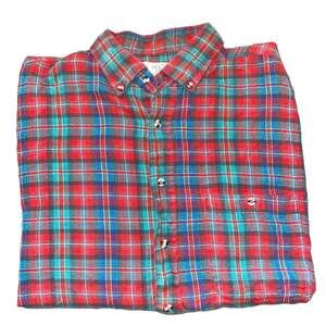 Vintage Sears Men's Store Plaid Button Down Shirt Western Country XL Red Green